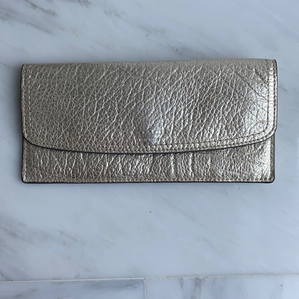 Coach wallet/clutch. Platinum. Multiple card cases.
